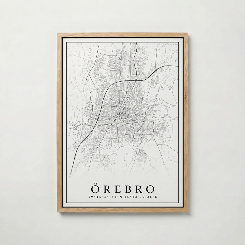 Örebro Karta poster i flera storlekar – jämför mått och välj rätt hos Bozetto i hög tryckkvalitet