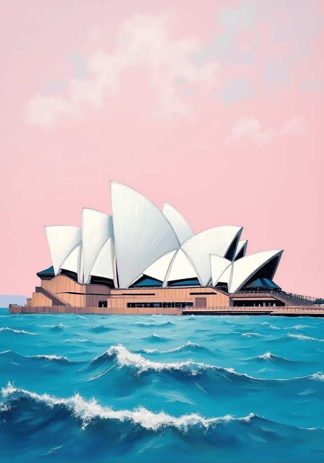 Sydney Opera House – affisch med snyggt motiv, köp enkelt hos Bozetto i flera storlekar