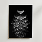 Champagne Glas Pyramid No.2 – stilfullt konsttryck från Bozetto, tryckt på matt finpapper