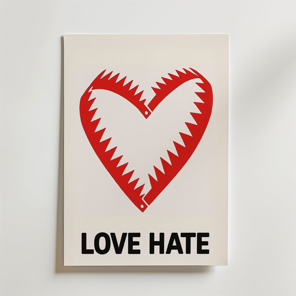 Love Hate – stilfullt konsttryck från Bozetto, tryckt på matt finpapper i hög tryckkvalitet