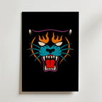 Flaming Panther – stilfullt konsttryck från Bozetto, tryckt på matt finpapper i hög tryckkvalitet