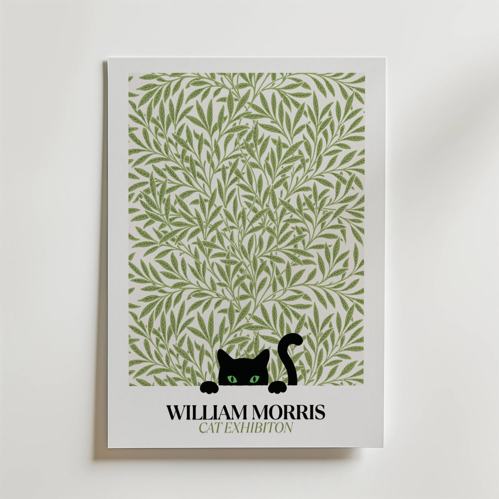 William Morris Cat Exhibition – stilfullt konsttryck från Bozetto, tryckt på matt finpapper