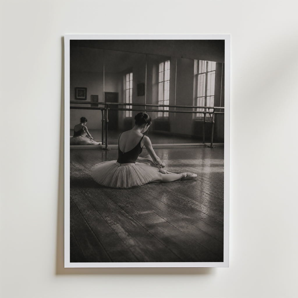 Ballerina at the Mirror affisch i neutral inramning – konsttryck från Bozetto i hög kvalitet