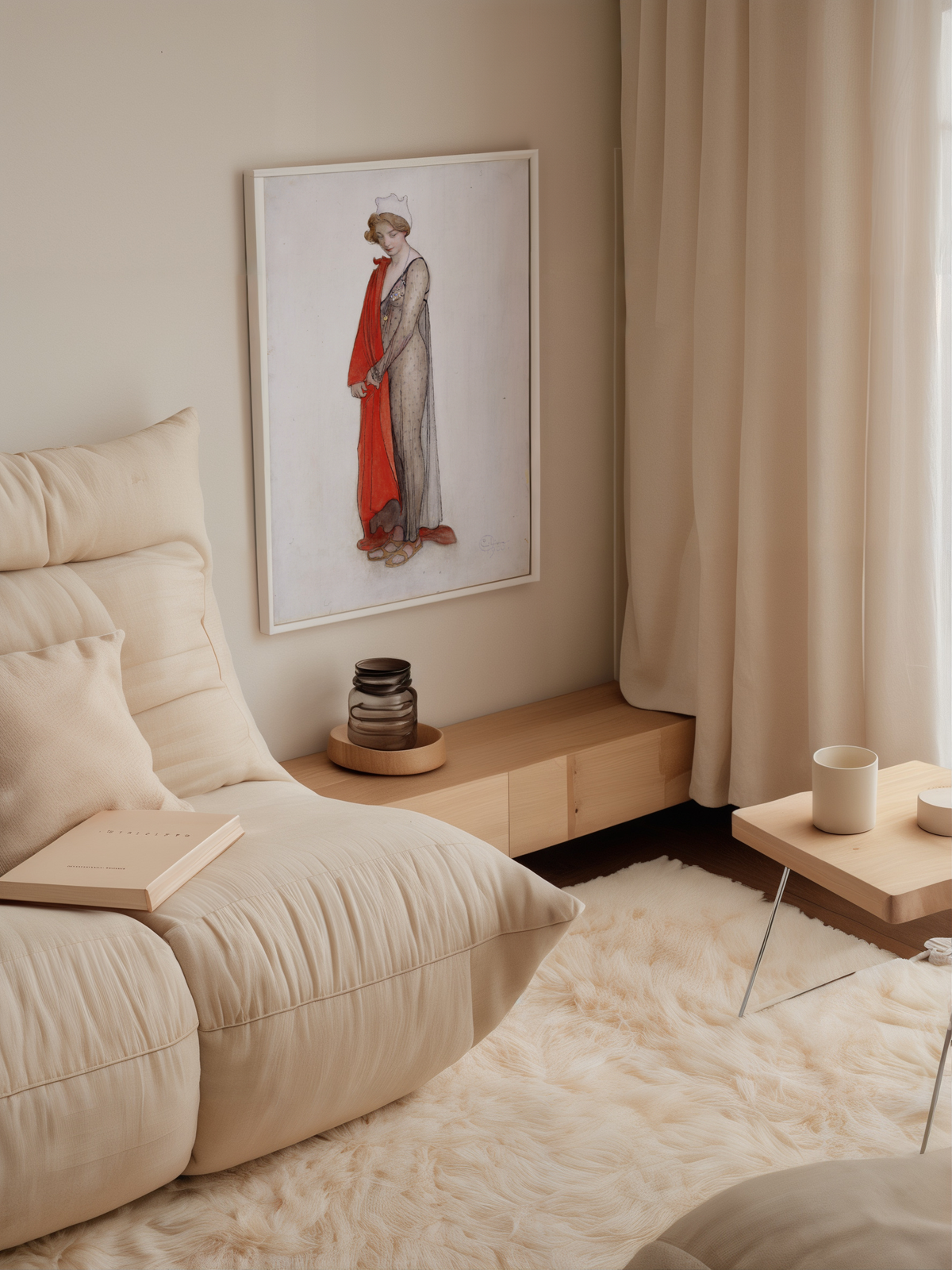 Mockup av Carl Larsson Rouge et noir affisch på vägg – köp enkelt hos Bozetto i hög kvalitet