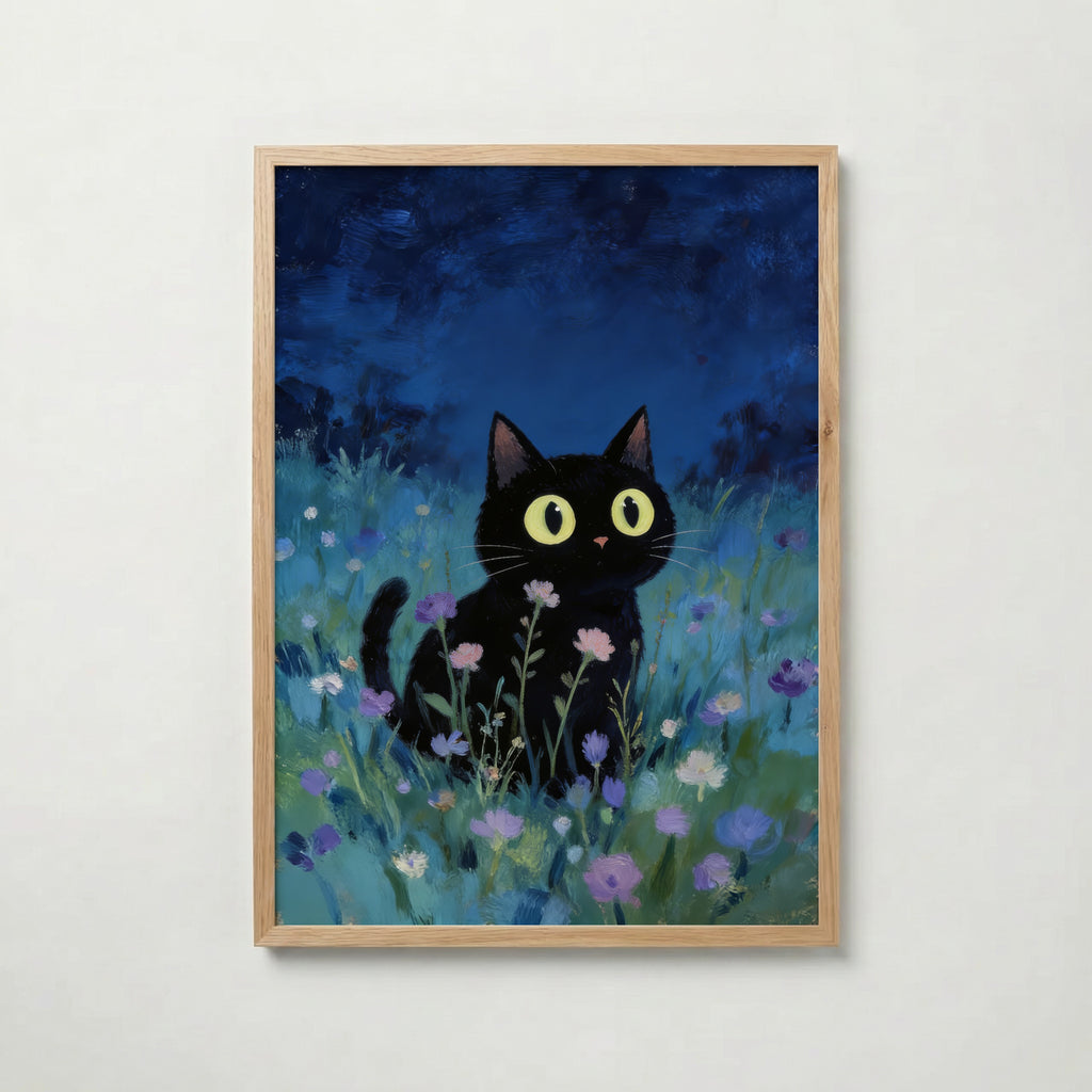 Blue Hour Cat poster visad rakt fram – Bozetto affisch i hög tryckkvalitet i hög tryckkvalitet