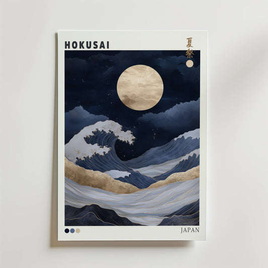 Blue Navy Hokusai Poster