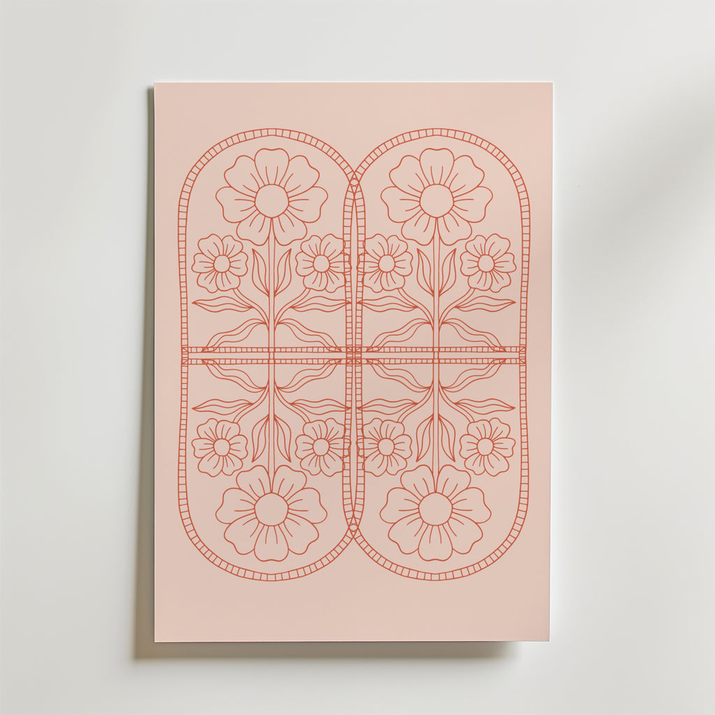 Ornamental Flower Symmetry – stilfullt konsttryck från Bozetto, tryckt på matt finpapper