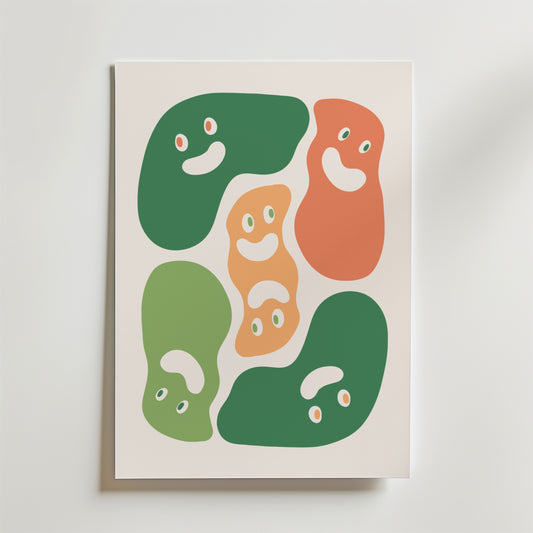 Happy Blobs Abstract Poster