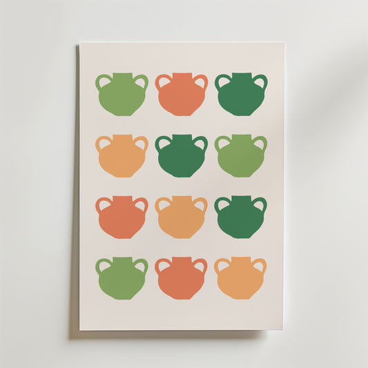 Retro Tea Cup Grid Poster