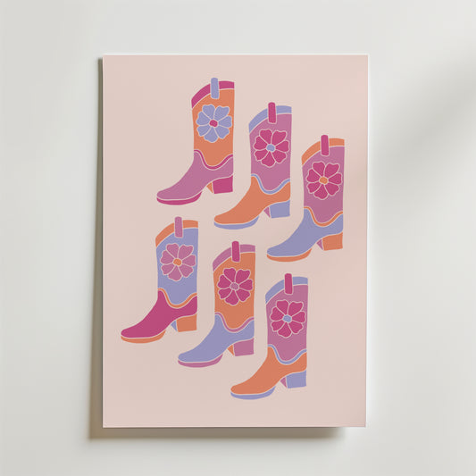 Pink Cowboy Boots Poster