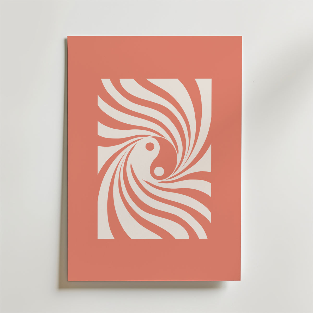Peach Spiral Flow – stilfullt konsttryck från Bozetto, tryckt på matt finpapper i hög tryckkvalitet