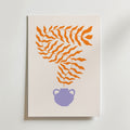 Orange Leaves in Purple Vase – stilfullt konsttryck från Bozetto, tryckt på matt finpapper