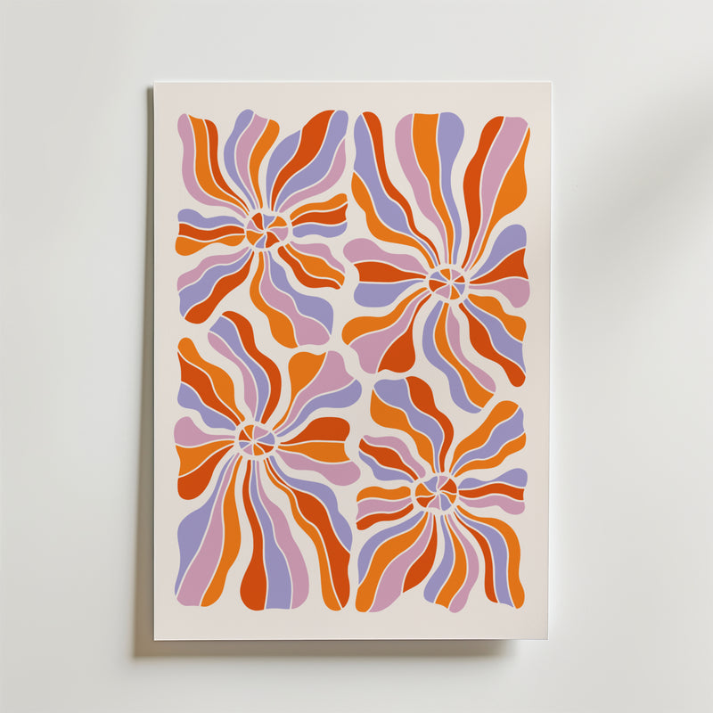 Retro Bloom Swirl Poster