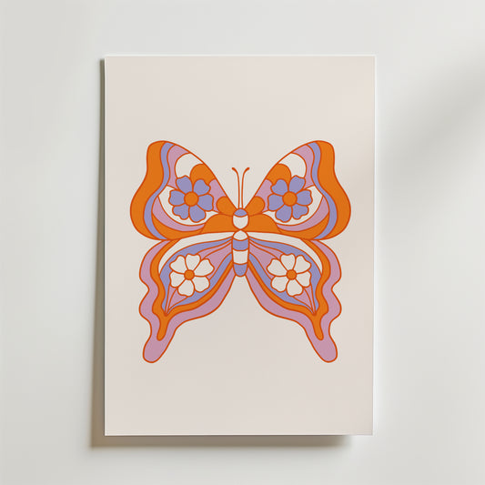 Orange Butterfly Symmetry Poster