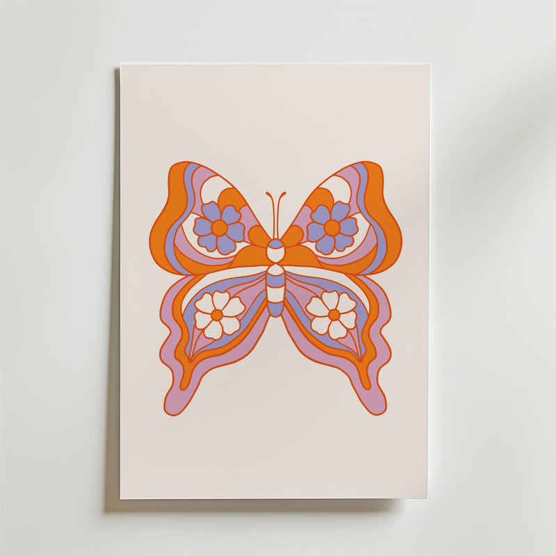 Orange Butterfly Symmetry Poster