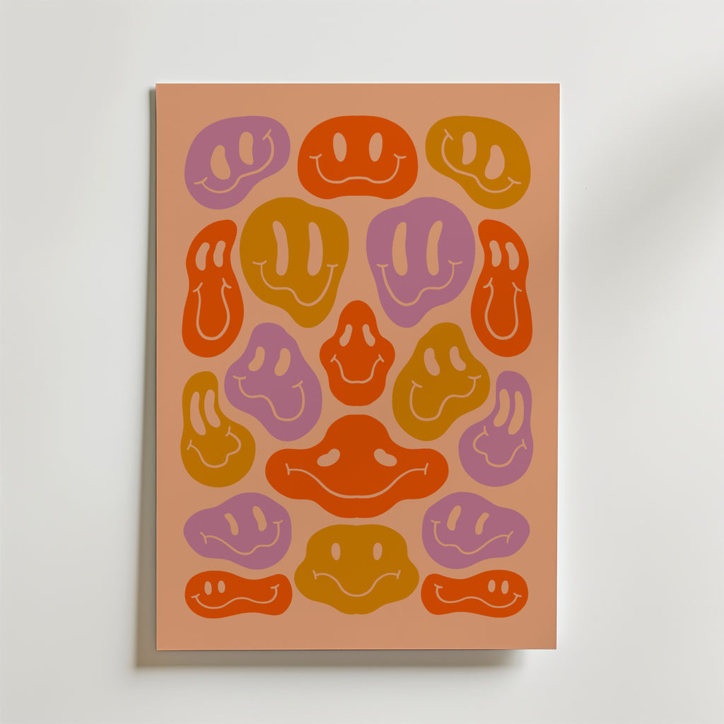 Smiley Faces Abstract – stilfullt konsttryck från Bozetto, tryckt på matt finpapper