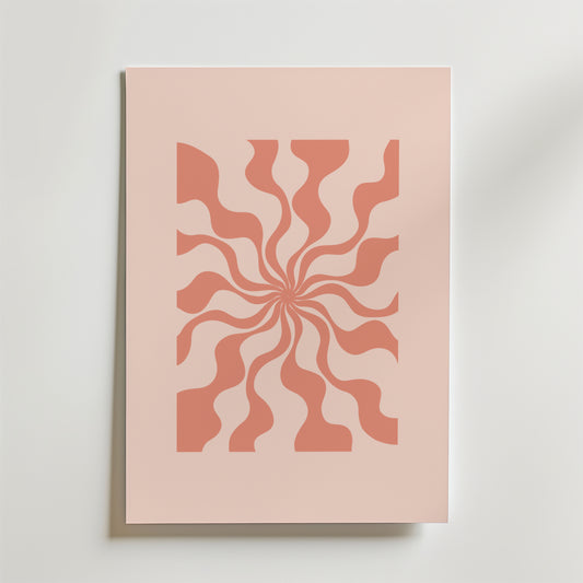 Retro Swirl Rose Poster