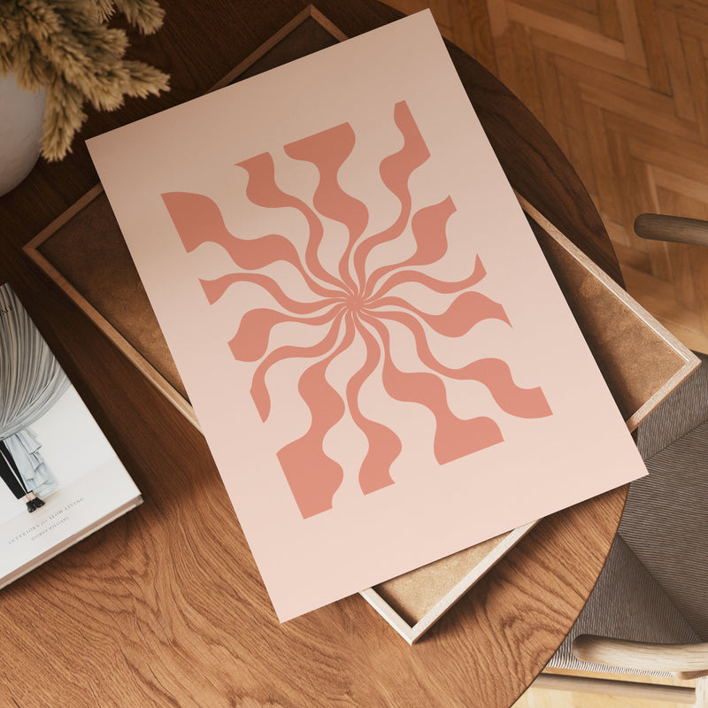 Retro Swirl Rose Poster
