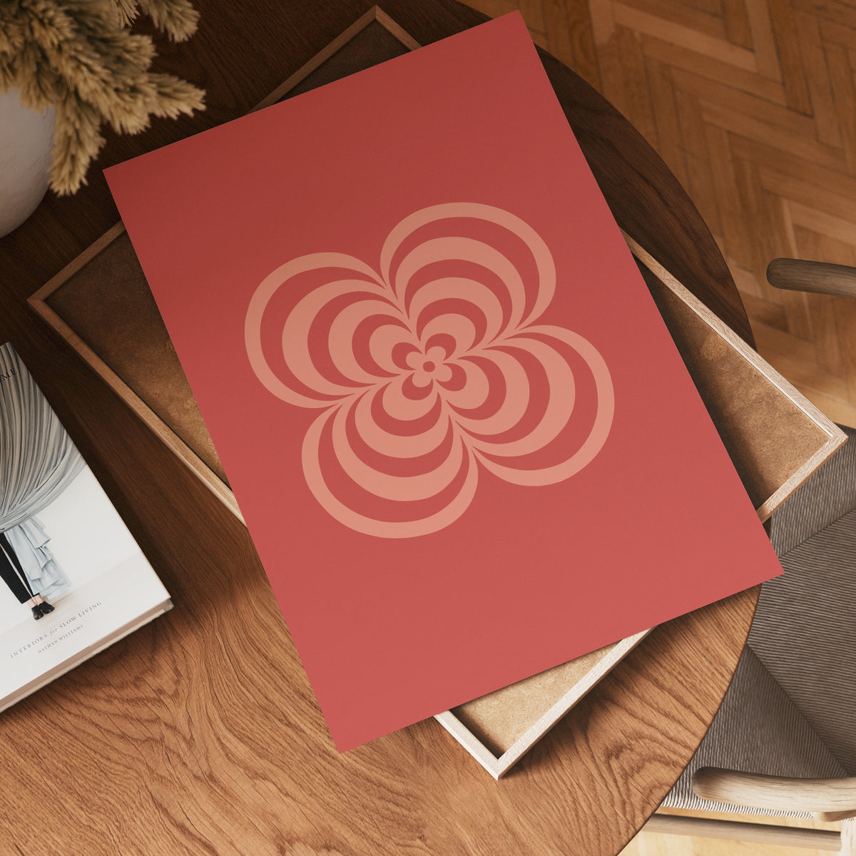 Retro Bloom Red poster visad rakt fram – Bozetto affisch i hög tryckkvalitet i hög tryckkvalitet