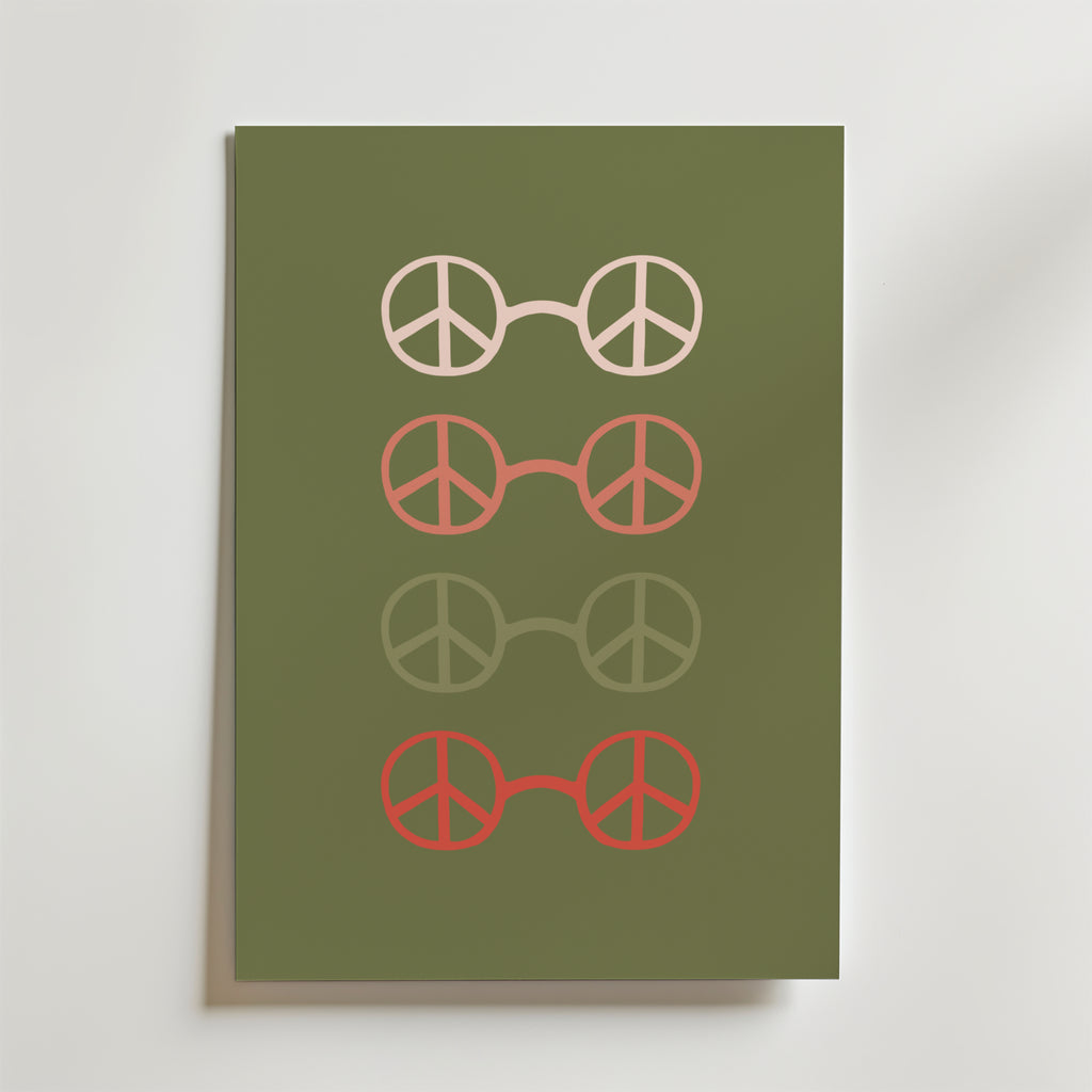 Peace Circles Olive Green – stilfullt konsttryck från Bozetto, tryckt på matt finpapper