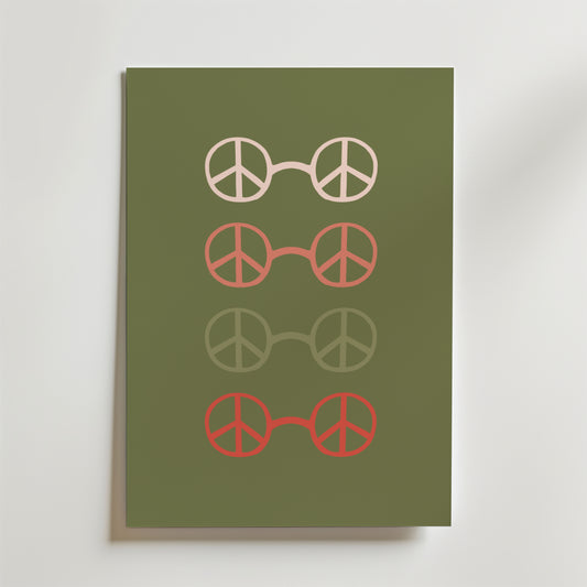 Peace Circles Olive Green Poster