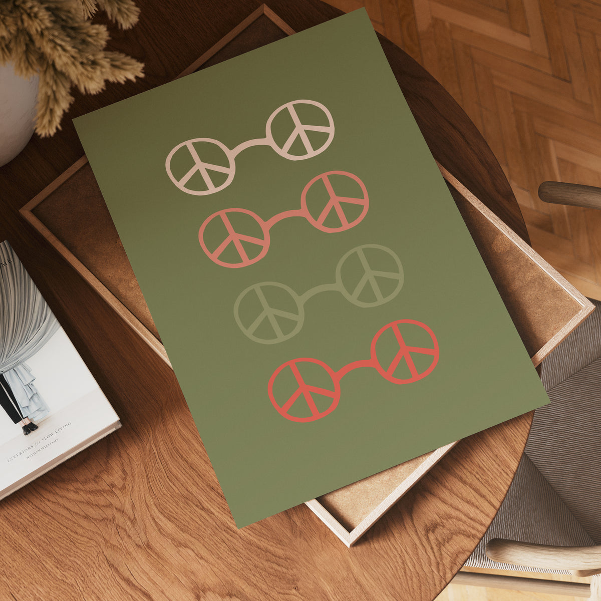 Peace Circles Olive Green – affisch med stilfullt motiv från Bozetto i hög kvalitet