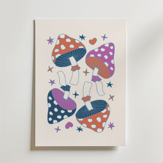 Purple Mushroom Harmony Poster
