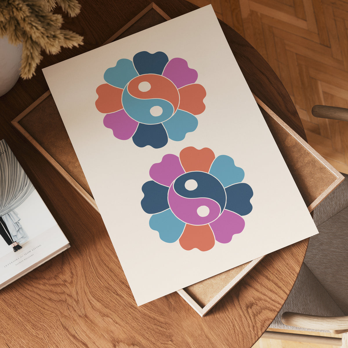 Yin Yang Flower Balance – affisch med stilfullt motiv från Bozetto i hög kvalitet
