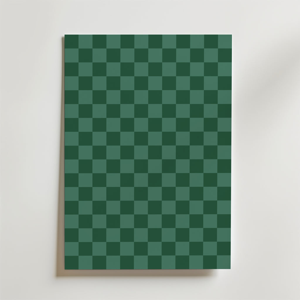 Green Checkerboard – stilfullt konsttryck från Bozetto, tryckt på matt finpapper