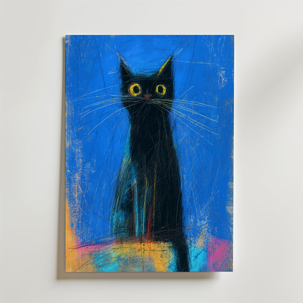 Midnight Whisker Gaze – stilfullt konsttryck från Bozetto, tryckt på matt finpapper