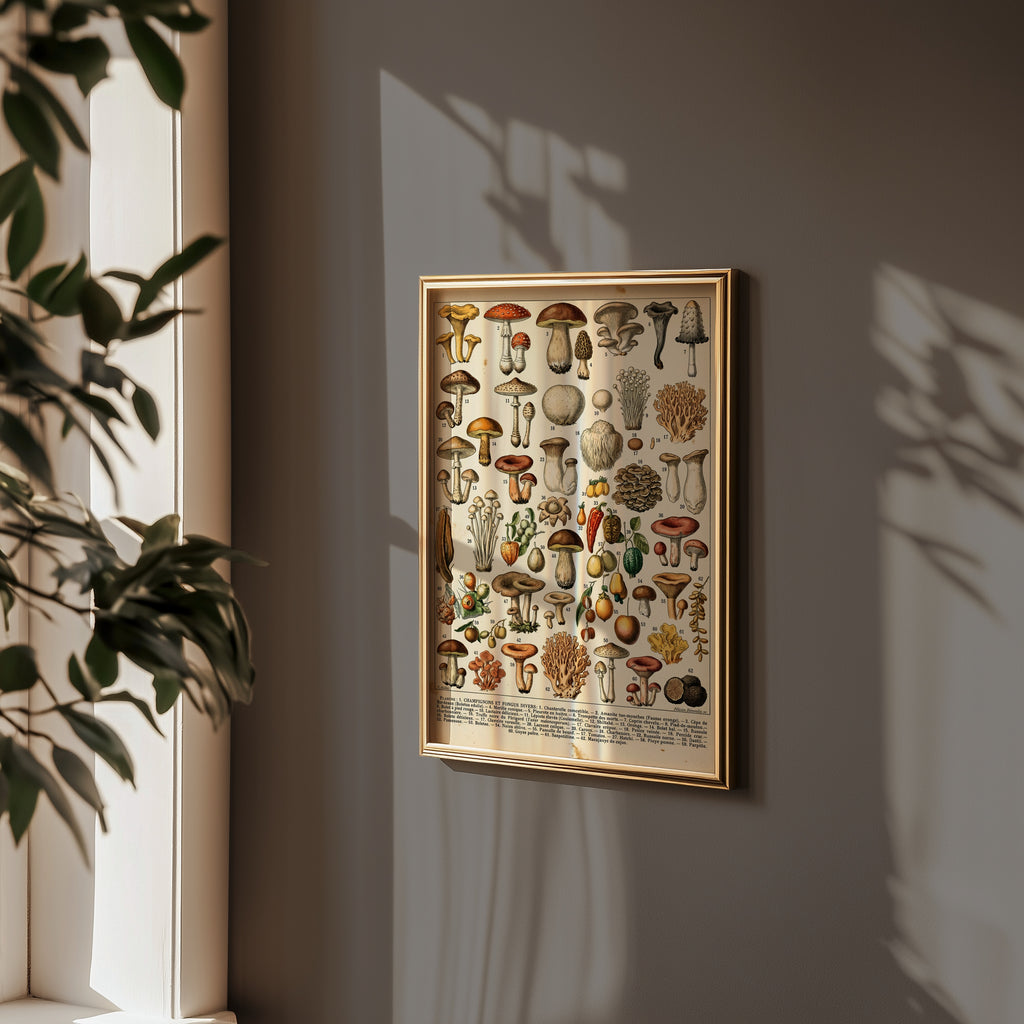 Champignons Divers Poster med svart ram