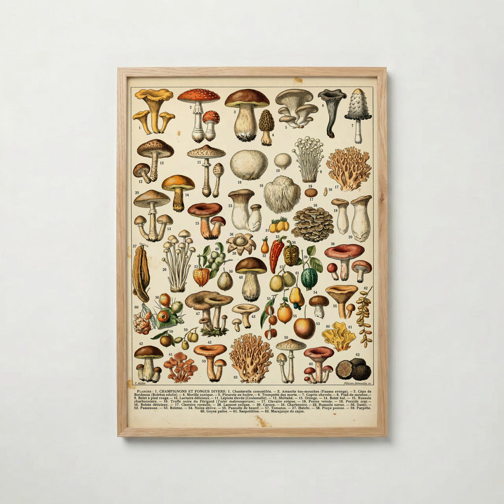 Champignons Divers Poster med ekram