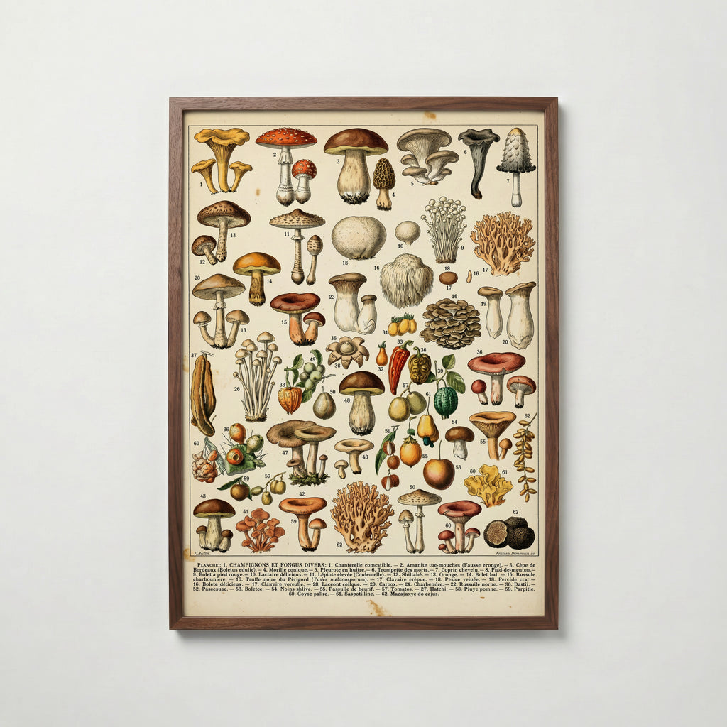 Champignons Divers Poster i vardagsrumsmiljö