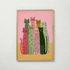 Colorful Cat Lineup poster visad rakt fram – Bozetto affisch i hög tryckkvalitet