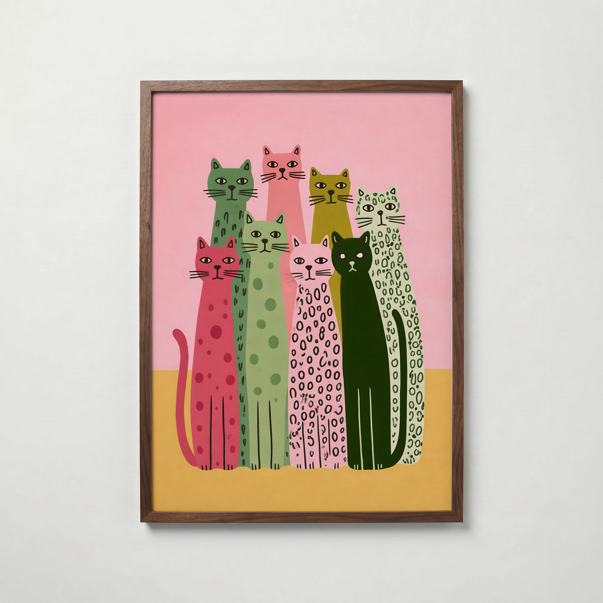 Colorful Cat Lineup – köp enkelt hos Bozetto konsttryck i hög kvalitet i hög kvalitet