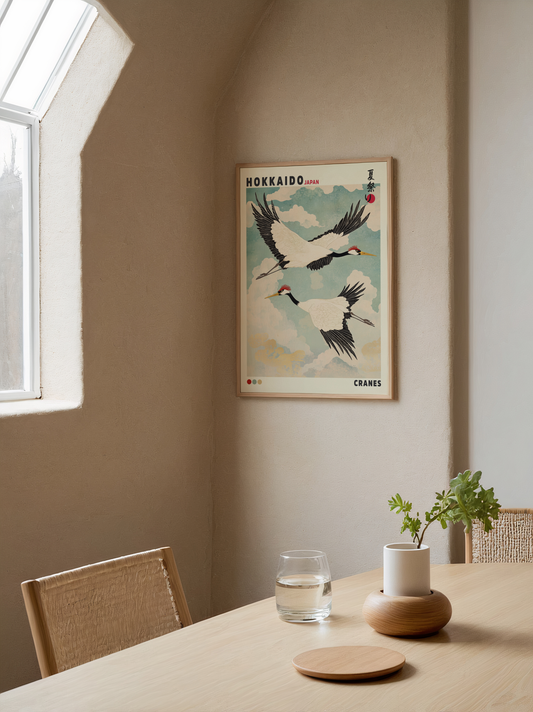 Hokkaido Cranes Poster