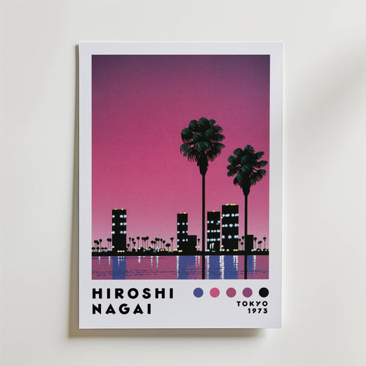 Hiroshi Nagai Pink Sunset Skyline Poster