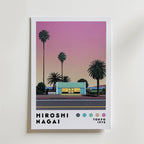 Mockup av Hiroshi Nagai Evening Motel affisch på vägg – köp enkelt hos Bozetto i hög kvalitet