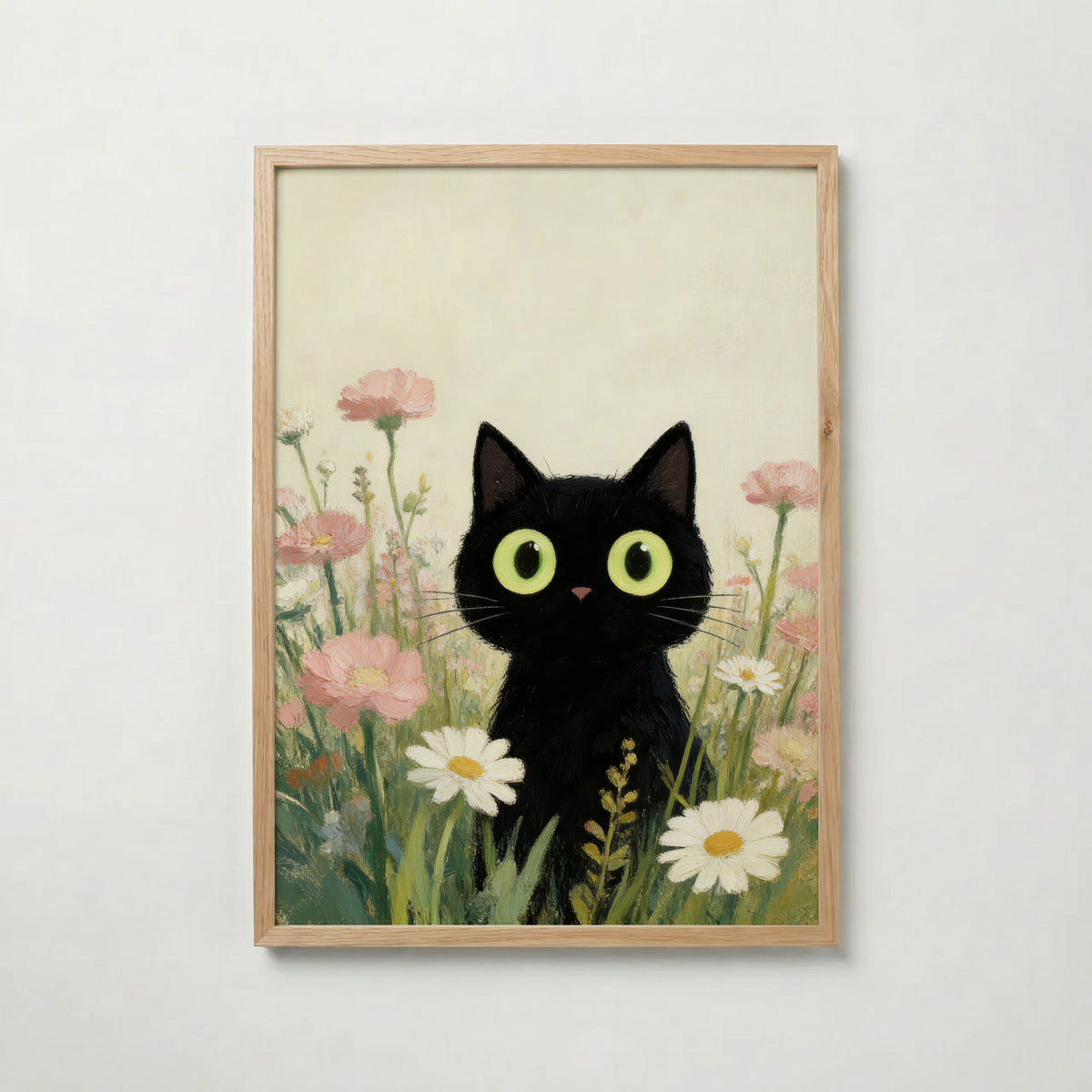 Curious Meadow Cat poster visad rakt fram – Bozetto affisch i hög tryckkvalitet i hög tryckkvalitet