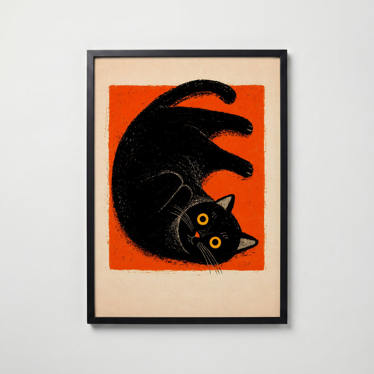 Curled Black Cat – affisch med snyggt motiv, köp enkelt hos Bozetto i flera storlekar