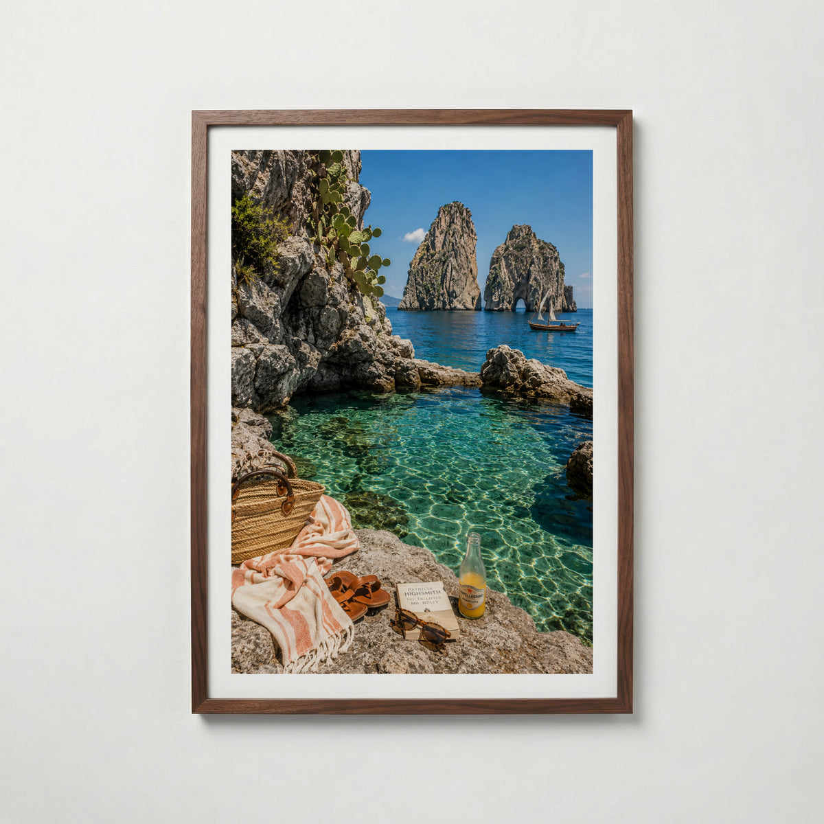 Marco Ricci Faraglioni Capri Poster – de ikoniska klippformationerna Faraglioni utanför Capris kust