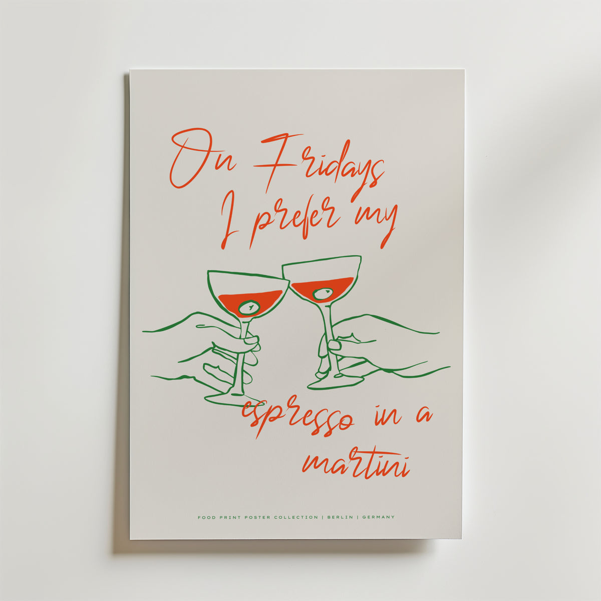 Friday Espresso Martini – stilfullt konsttryck från Bozetto, tryckt på matt finpapper