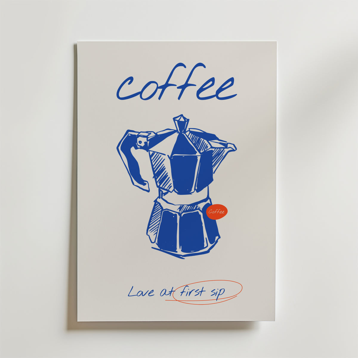 Love At First Coffee Sip – stilfullt konsttryck från Bozetto, tryckt på matt finpapper