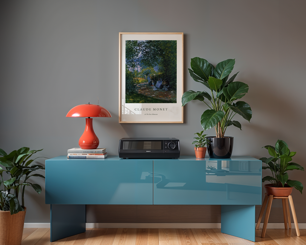 Claude Monet At the parc poster visualiserad på vägg – från Bozetto i hög kvalitet