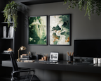 Bundle 2-pack Forest Serenity visualiserad i interiör – postercollection hos Bozetto