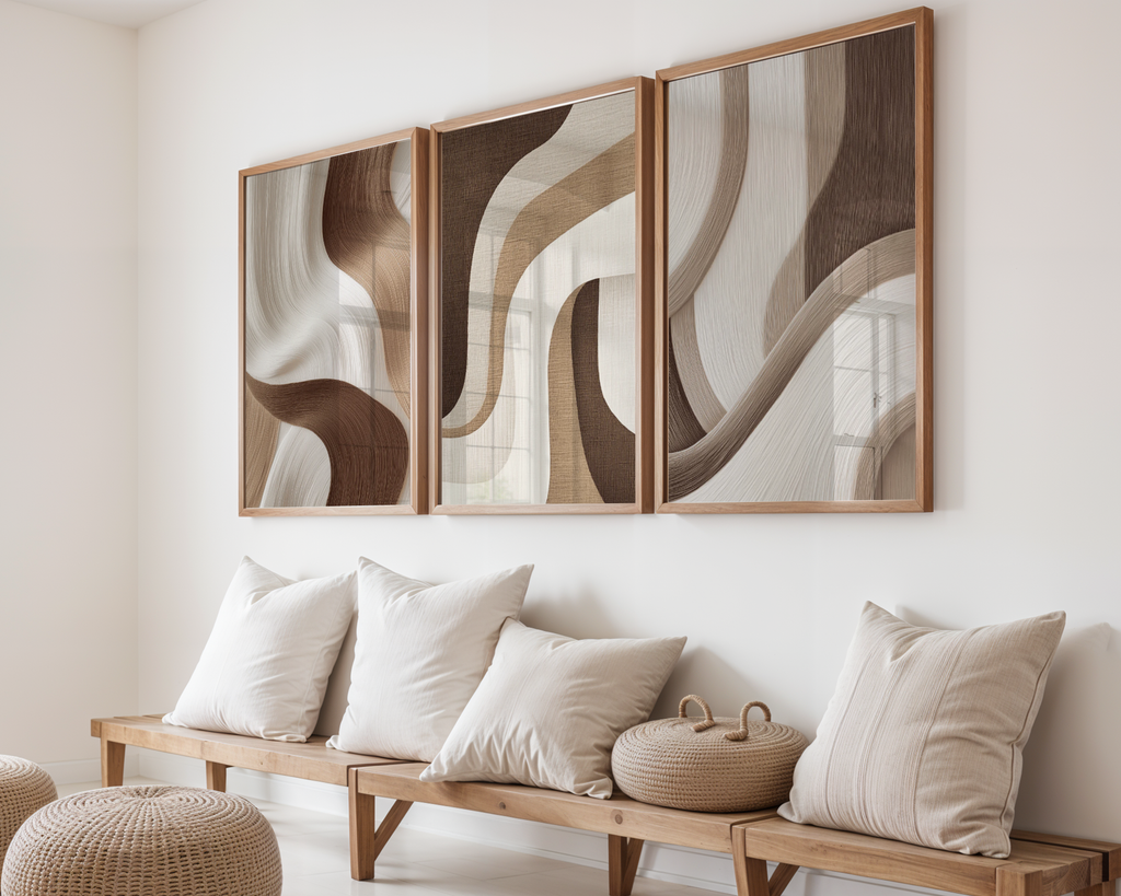 Mockup av Abstract Flow No.3 affisch på vägg – köp enkelt hos Bozetto i hög kvalitet