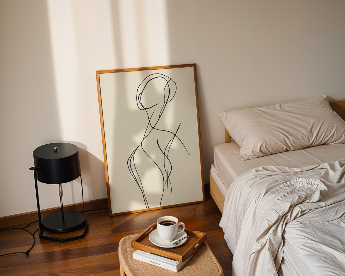 Mockup av Abstract Curvy Female affisch på vägg – köp enkelt hos Bozetto i hög kvalitet