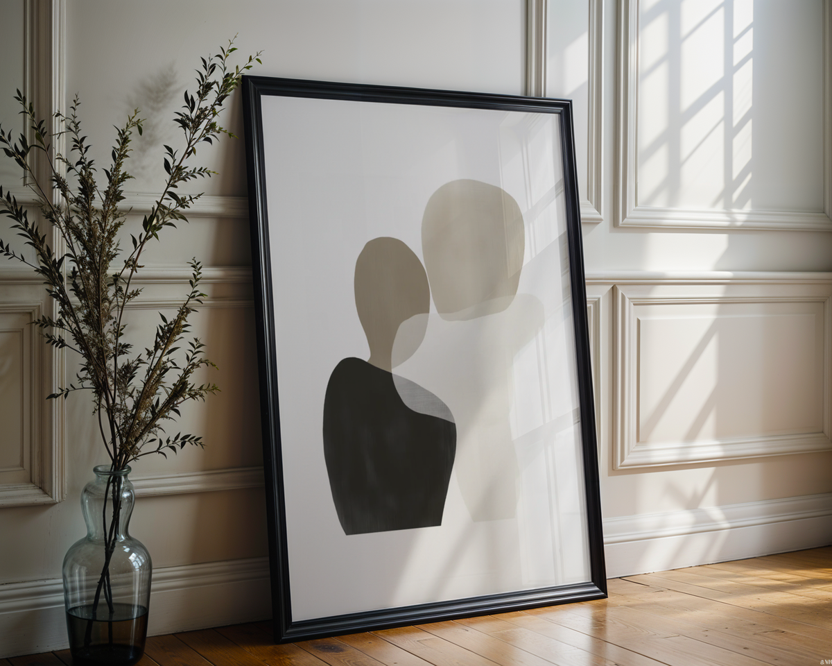 Mockup av Subtle Figures in Motion affisch på vägg – köp enkelt hos Bozetto i hög kvalitet