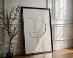 Mockup av Soft Abstract Line Portrait affisch på vägg – köp enkelt hos Bozetto i hög kvalitet