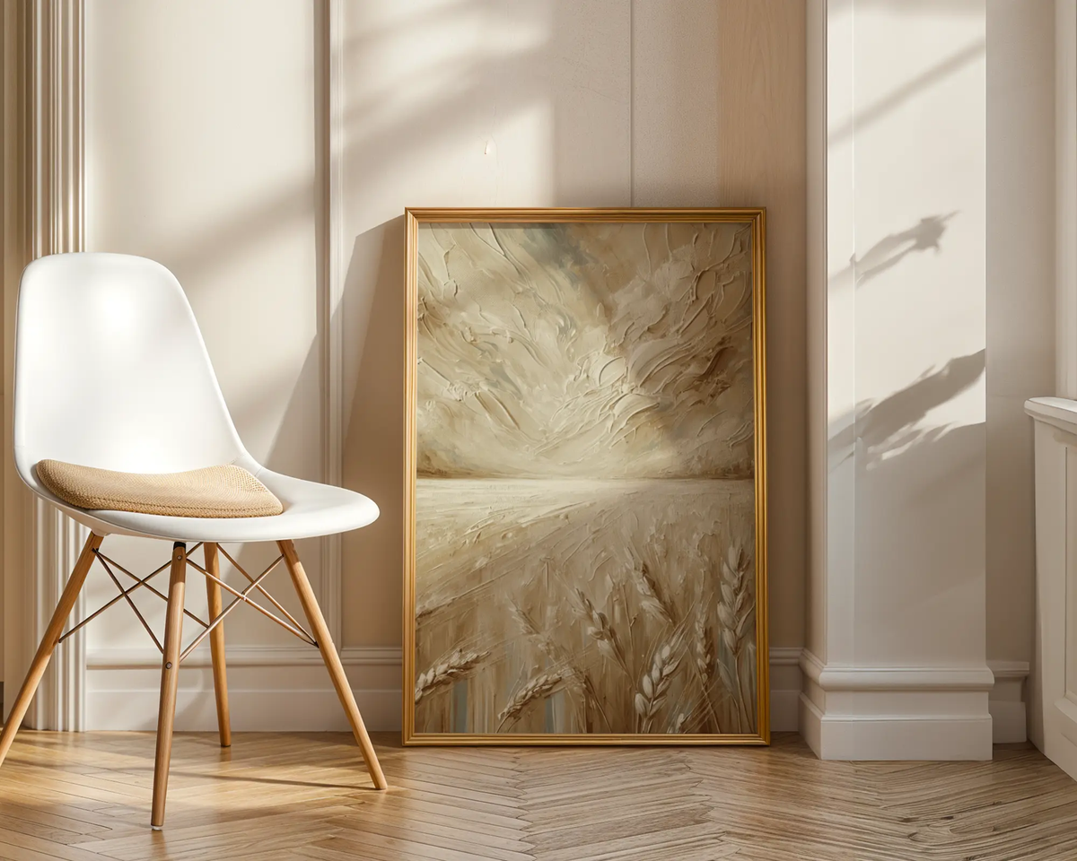 Mockup av Whispers of the Wheat affisch på vägg – köp enkelt hos Bozetto i hög kvalitet